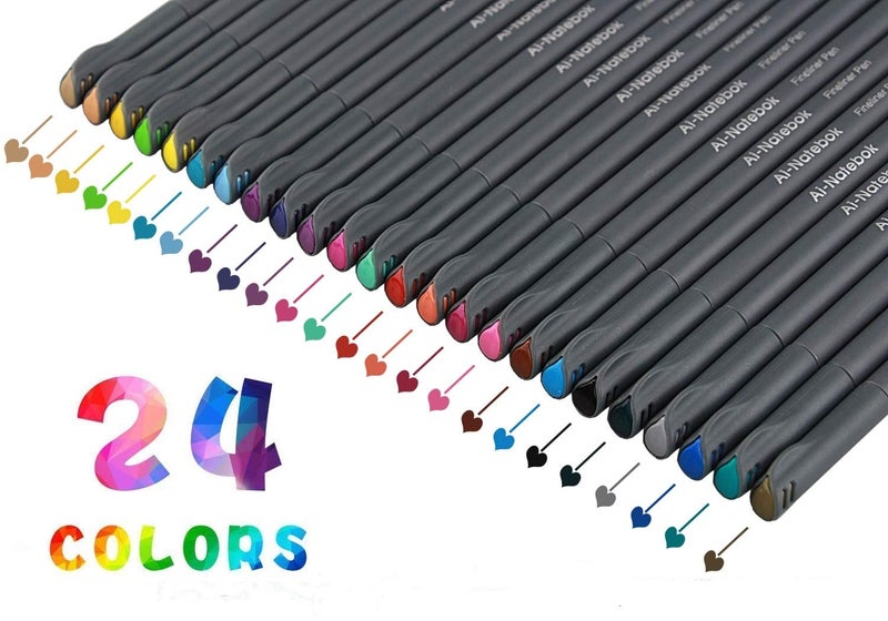 ai-natebok Fineliner Color Pens Set, 0.38mm Fine Tip Pens, Porous Fine Point Makers Drawing Pen, Journaling Supplies, Perfect for Writing in Bullet Journal and Planner, 24 Assorted Colors - Image 4
